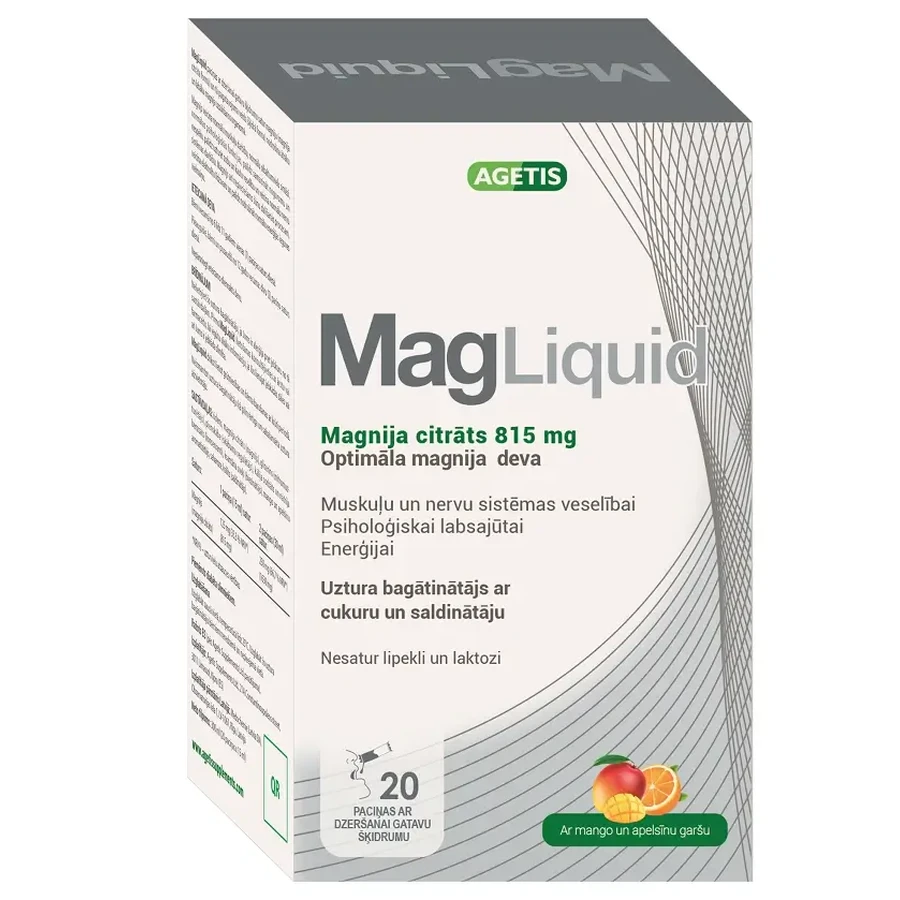 Solución MagLiquid, 815 mg, 20 sobres, Agetis