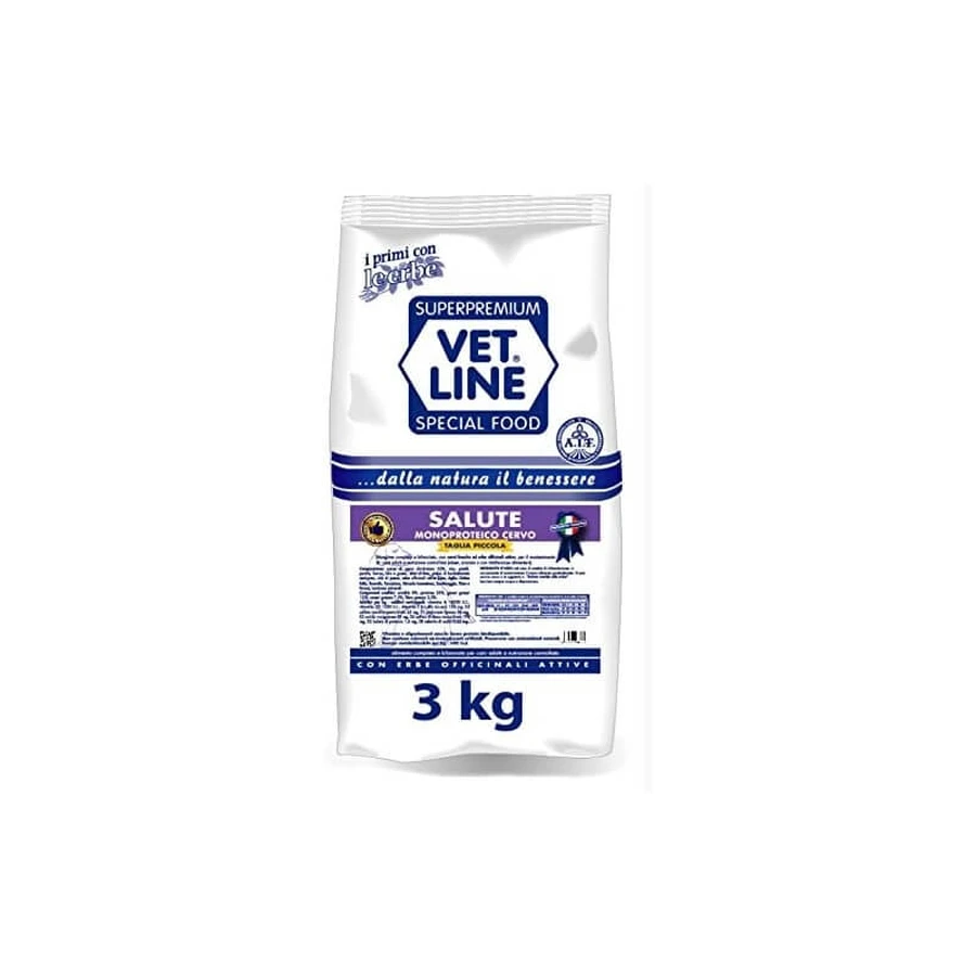 Vet Line Small Breed Dog Health Deer - Pienso completo para perros adultos de razas pequeñas, 3 kg
