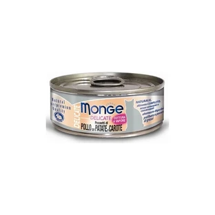 Monge Delicate Nassfutter für Katzen mit Hähnchen, Kartoffeln und Möhren, 80 g
