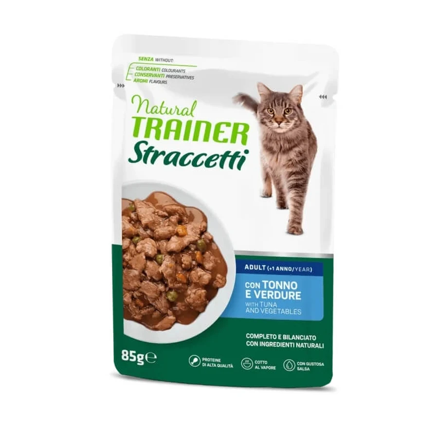 Natural Trainer Straccetti Adult Tonijn & Groenten - Compleet voer voor volwassen katten, 85 g