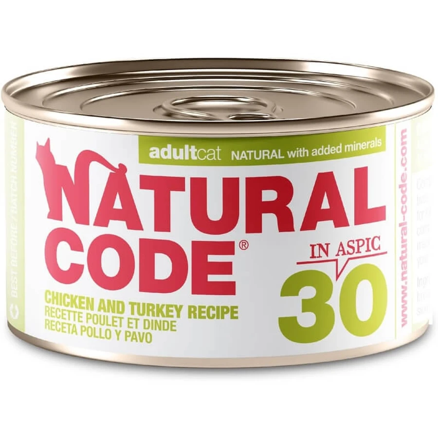 Natural Code 30 Chicken and Turkey - Complete Food for Adult Cats, 85 g