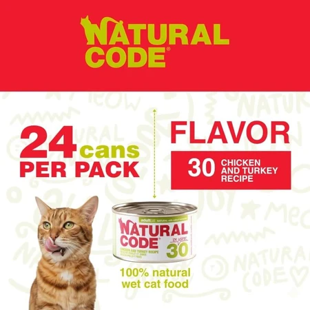 Natural Code 30 Chicken and Turkey - Complete Food for Adult Cats, 85 g