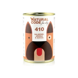 Natural Code 410 Saumon, hareng et potiron - Aliment complet pour chiens, 400 g