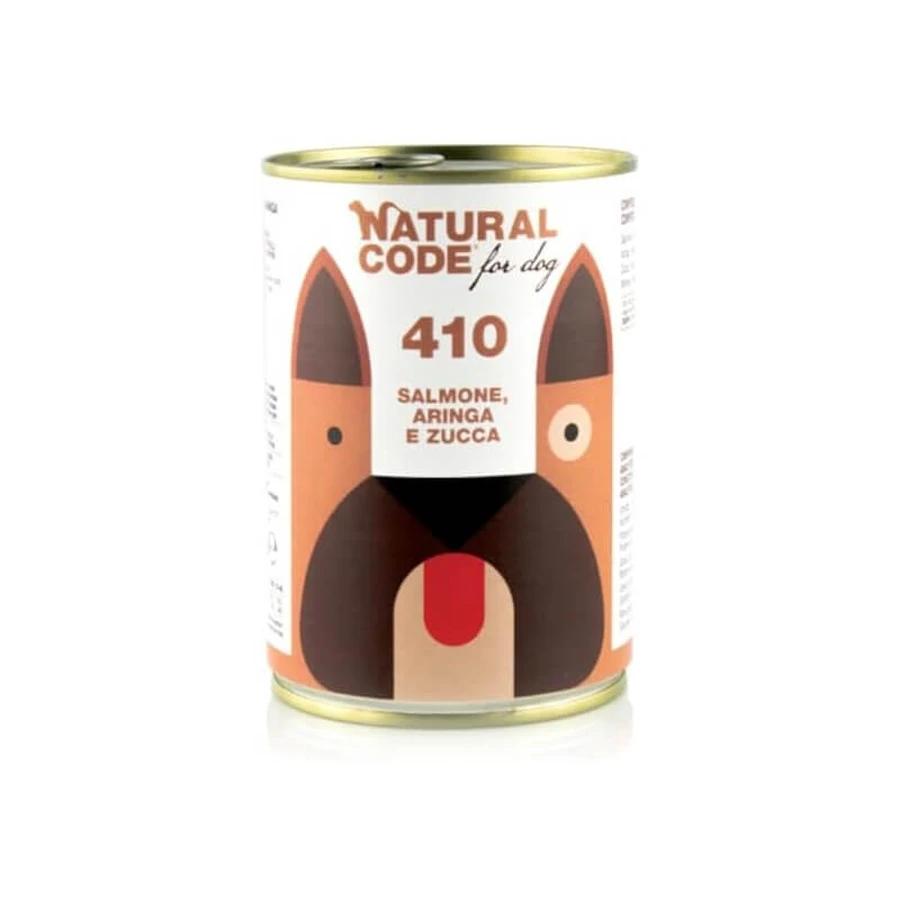 Natural Code 410 Lachs, Hering und Kürbis – Alleinfuttermittel für Hunde, 400 g