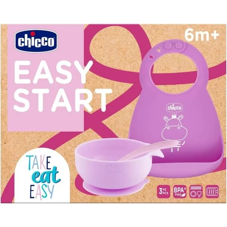 Chicco Easy Start - Silicone Weaning Meal Set 6m+ - Pink