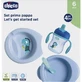 Juego de comida Chicco para a partir de los 6 meses: plato, cuchara y vaso — Azul claro