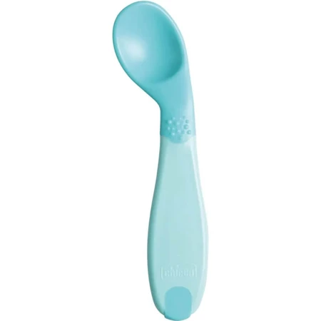 Set de repas Chicco pour les enfants à partir de 6 mois : assiette, cuillère et tasse — Bleu clair