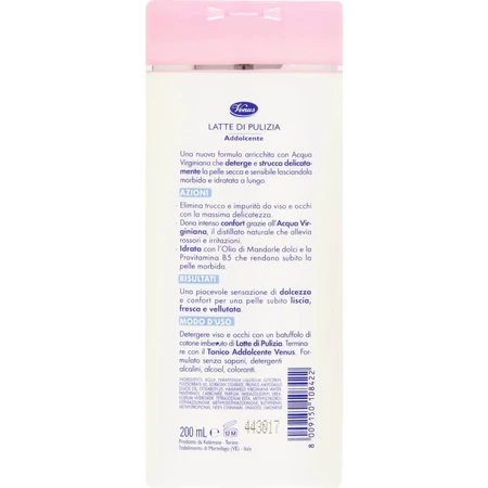 Venus Verzachtende Reinigingsmelk voor gezicht en ogen, 200 ml