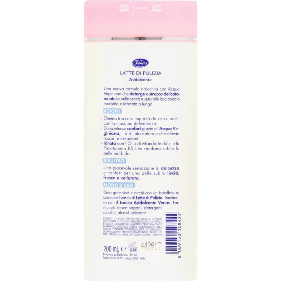 Venus Verzachtende Reinigingsmelk voor gezicht en ogen, 200 ml