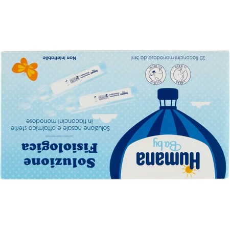 Solution saline Humana - pour l'hygiène nasale et oculaire, 20 flacons de 5 ml chacun