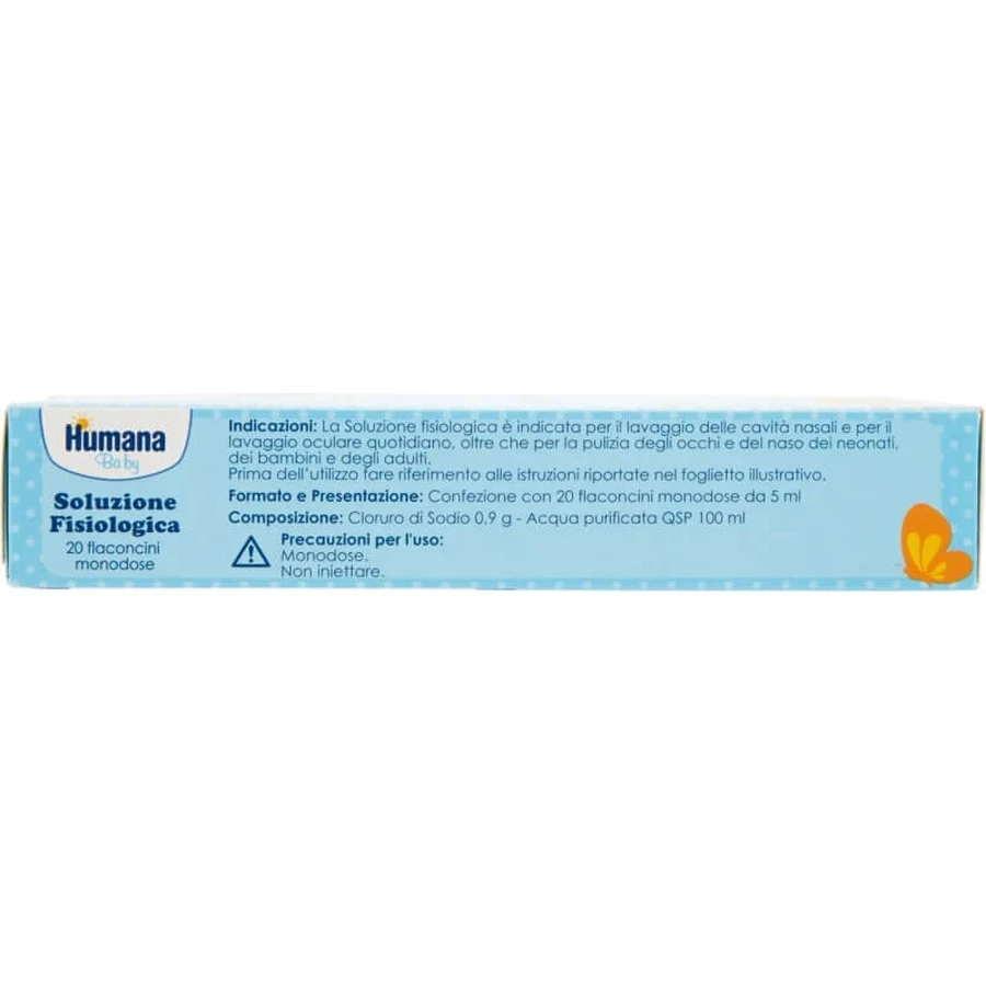 Solution saline Humana - pour l'hygiène nasale et oculaire, 20 flacons de 5 ml chacun