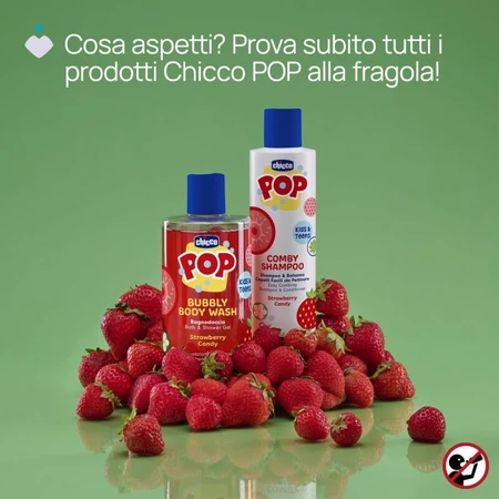 Shampoing et après-shampoing Chicco Pop Comby pour enfants, parfum bonbon à la fraise, 250 ml