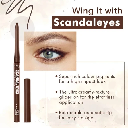 Rimmel Scandaleyes Exaggerate - Crayon pour les yeux rétractable waterproof n° 002, brun chocolat