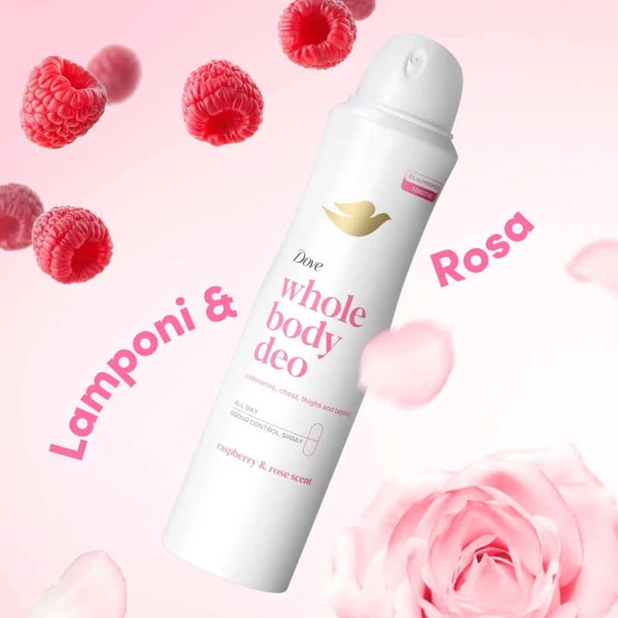 Dove Whole Body Raspberry and Rose Deodorant - Body Spray, 150 ml