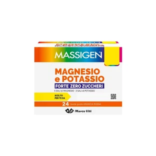 Massigen Magnésium Potassium Forte Zero, 24 sachets - complément alimentaire contre la fatigue (emballage abîmé)