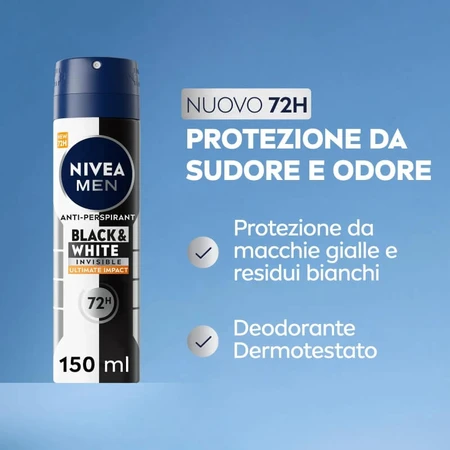 Nivea Men Black &amp; White Invisible - Déodorant anti-transpirant en spray, 150 ml
