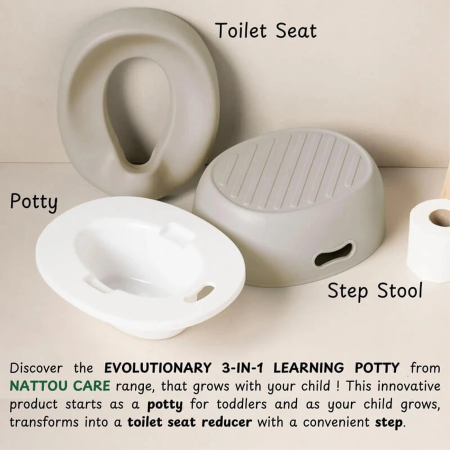 Nattou Potty Care - Orinal de entrenamiento 3 en 1 - Beige
