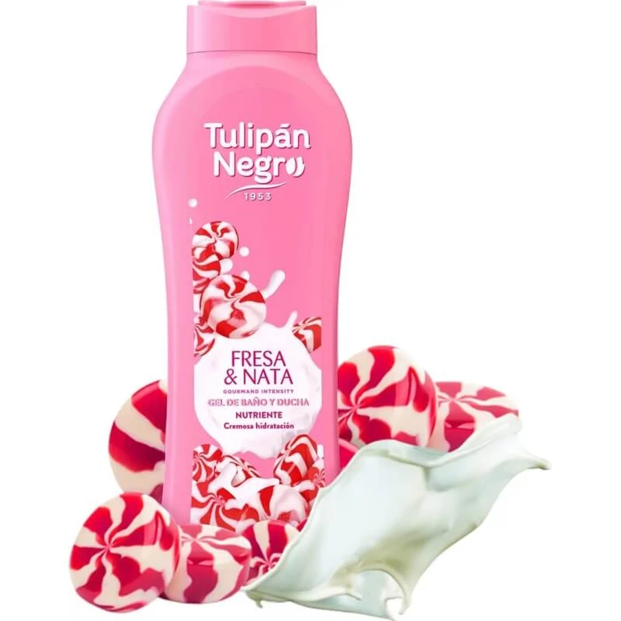 Tulipan Negro Gourmand Intensity Fraise &amp; Crème - Gel de bain hydratant 650 ml