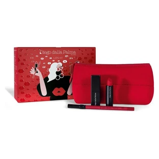 Diego dalla Palma Lippen-Set – Lumi-Matt-Lippenstift Nr. 37 + nachfüllbares Etui + Stayonme-Lippenkonturenstift Nr. 166 + Clutch