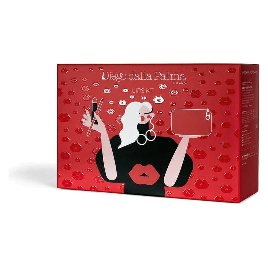 Diego dalla Palma Lips Kit - Lumi-Matt lippenstift nr. 37 + navulbaar etui + Stayonme lippotlood nr. 166 + clutch