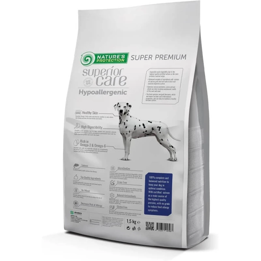 Nature's Protection Superior Care Salmon - Hypoallergenic Complete Dry Food for Adult Dogs, 1.5 kg