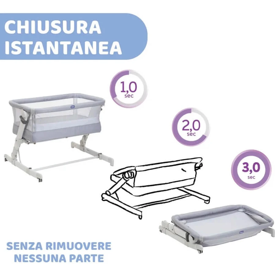 Chicco next2me popup - co-sleeping crib in grey mist