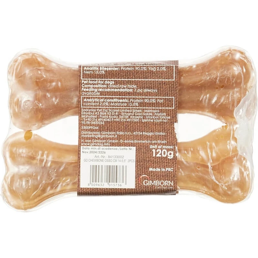 Hueso masticable Gimborn Gimdog de búfalo, 14 cm - Paquete de 2 unidades