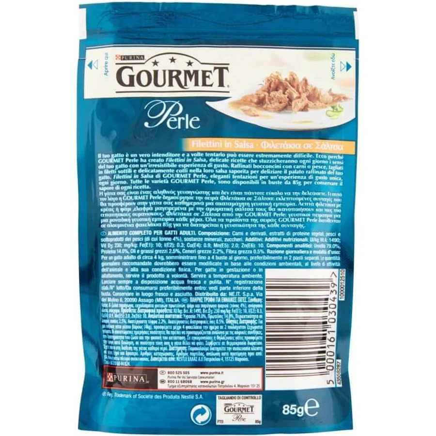 Purina Gourmet Perle – fileuri în sos de ton – hrană completă pentru pisici adulte, 85 g