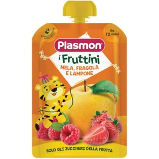 Plasmon Apple, Strawberry, and Raspberry Fruit Pieces - Snack for Kids, 130 g