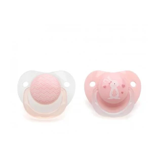 Chupetes ortodónticos de silicona Kiokids 2 — Conejito rosa, a partir de 0 meses