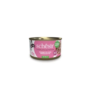 Schesir Tonnetto con jamón - Comida húmeda completa para gatos adultos, 85 g