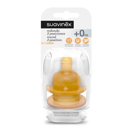 Suavinex - 3-position anti-colic latex nipple, 0m+