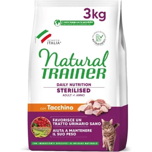 Natural Trainer Daily Nutrition Sterilized Turkey - Complete Food for Adult Sterilized Cats, 3 kg