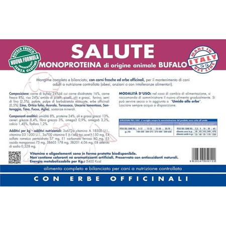 Vet Line Salute Bufalo – Alleinfuttermittel für kleine ausgewachsene Hunde mit kontrollierter Ernährung, 3 kg