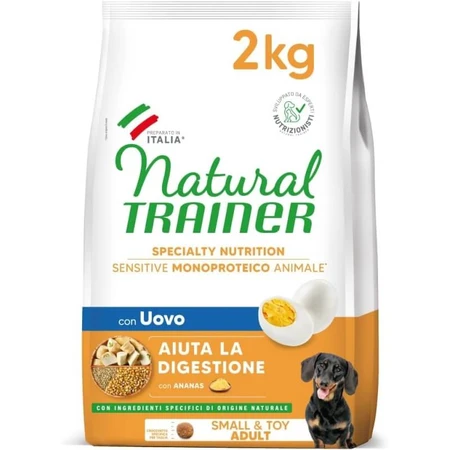 Natural Trainer Sensitive, sin gluten y sin huevo: alimento completo para perros adultos de razas pequeñas y mini, 2 kg