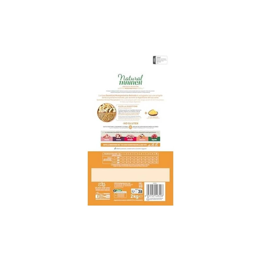Natural Trainer Sensitive, sin gluten y sin huevo: alimento completo para perros adultos de razas pequeñas y mini, 2 kg