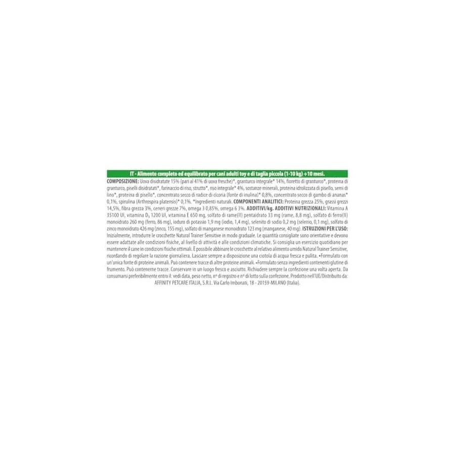 Natural Trainer Sensitive, sin gluten y sin huevo: alimento completo para perros adultos de razas pequeñas y mini, 2 kg