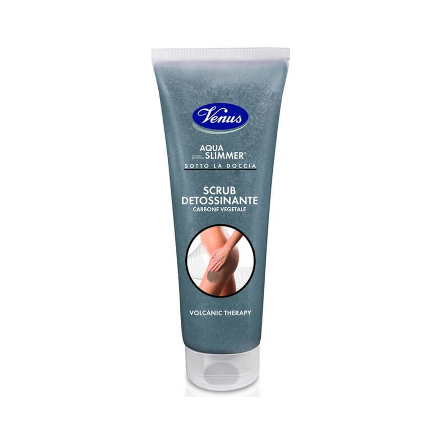 Venus Aqua Slimmer für die Dusche – Entgiftendes Peeling mit Aktivkohle und vulkanischen Mikrogranulaten, 250 ml