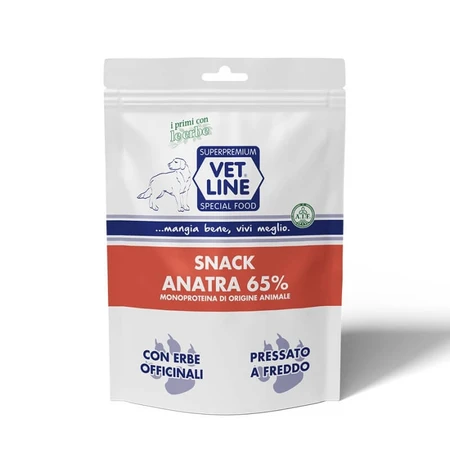 Vet Line Duck Snack 65 % – Kaltgepresster Hundesnack, 80 g