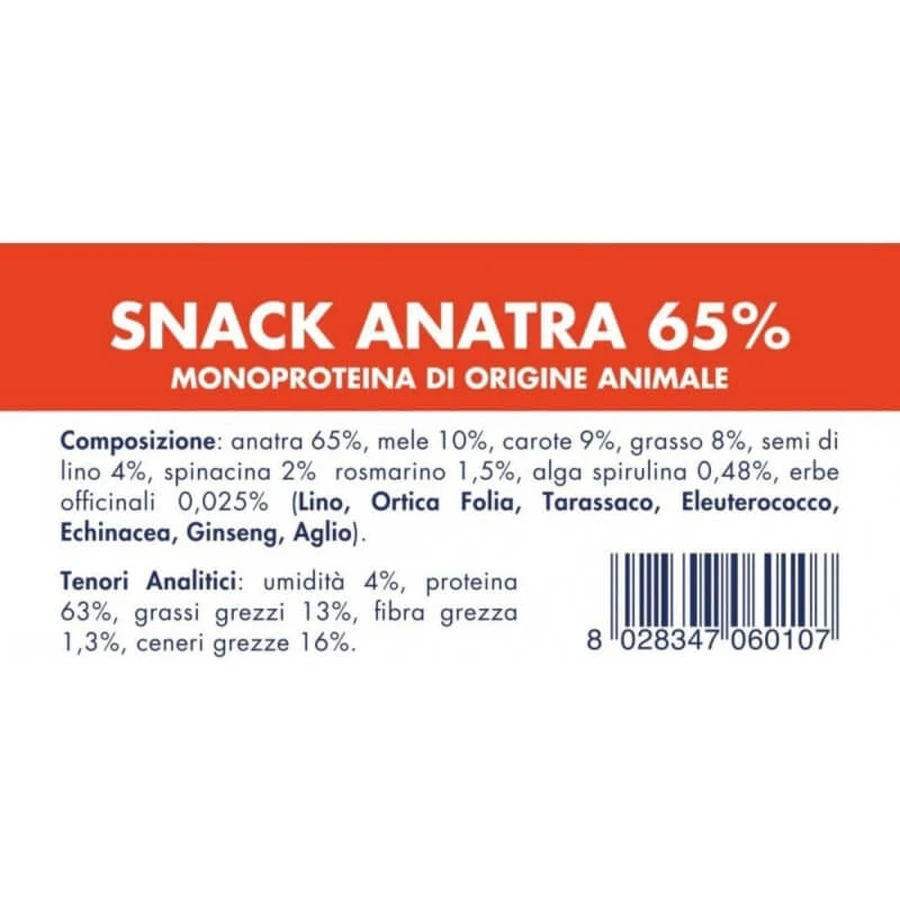 Vet Line Duck Snack 65 % – Kaltgepresster Hundesnack, 80 g