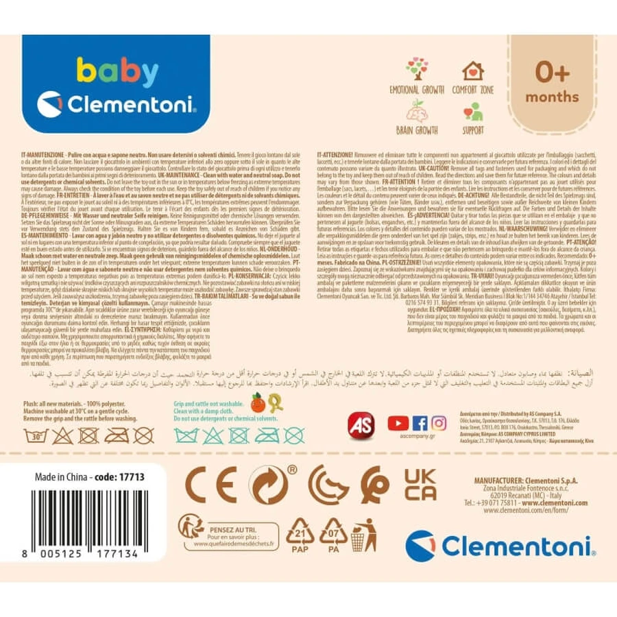 Clementoni Easy-peasy Soft Waschbär – Babyspielzeug
