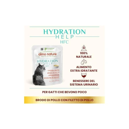 Almo Nature Hydration Help HFC-kippenbouillon voor volwassen katten, 50 g