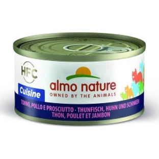Almo Nature HFC Thon naturel, poulet et jambon - Aliment complémentaire pour chats adultes, 70 g