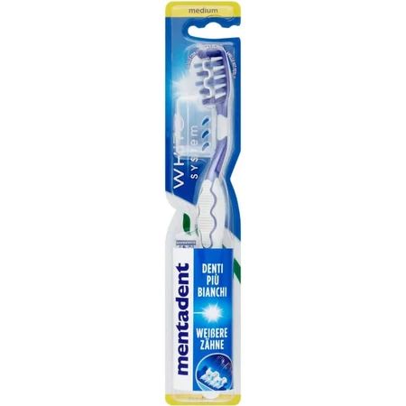 Mentadent Medium handtandenborstel met White System-bleekeffect