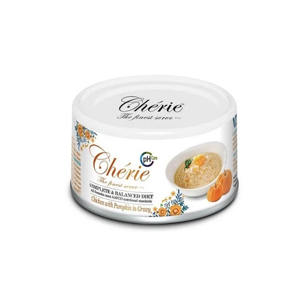 Cherie Urinary Kip met Pompoen in Saus - Natvoer voor katten voor een gezonde urinewegen, 80 g