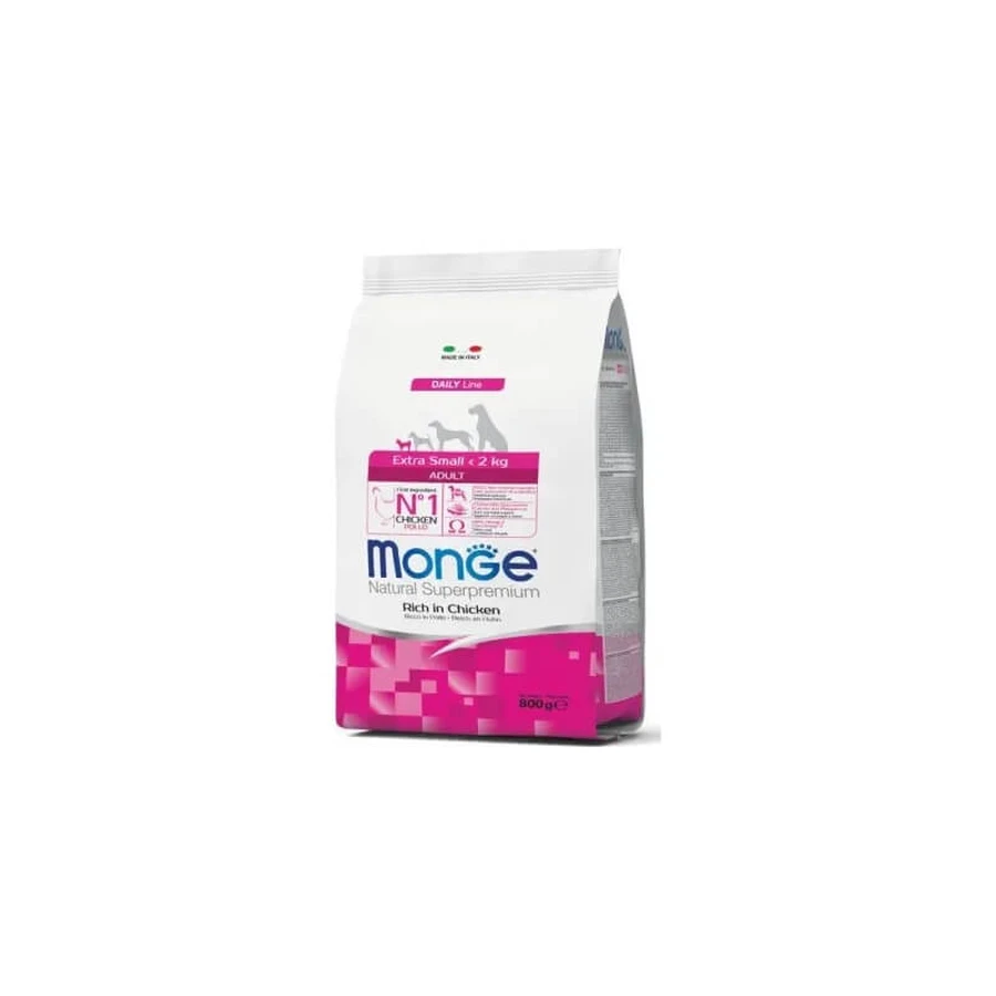 Monge Superpremium, croquettes pour chiens adultes de très petite taille, riches en poulet, 800 g