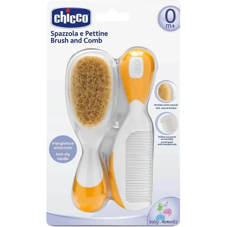 Chicco Orangefarbene Bürste und Kamm für Babys ab 0 Monaten