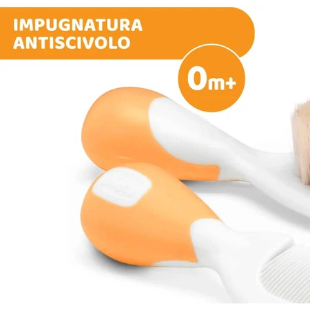 Chicco Orangefarbene Bürste und Kamm für Babys ab 0 Monaten