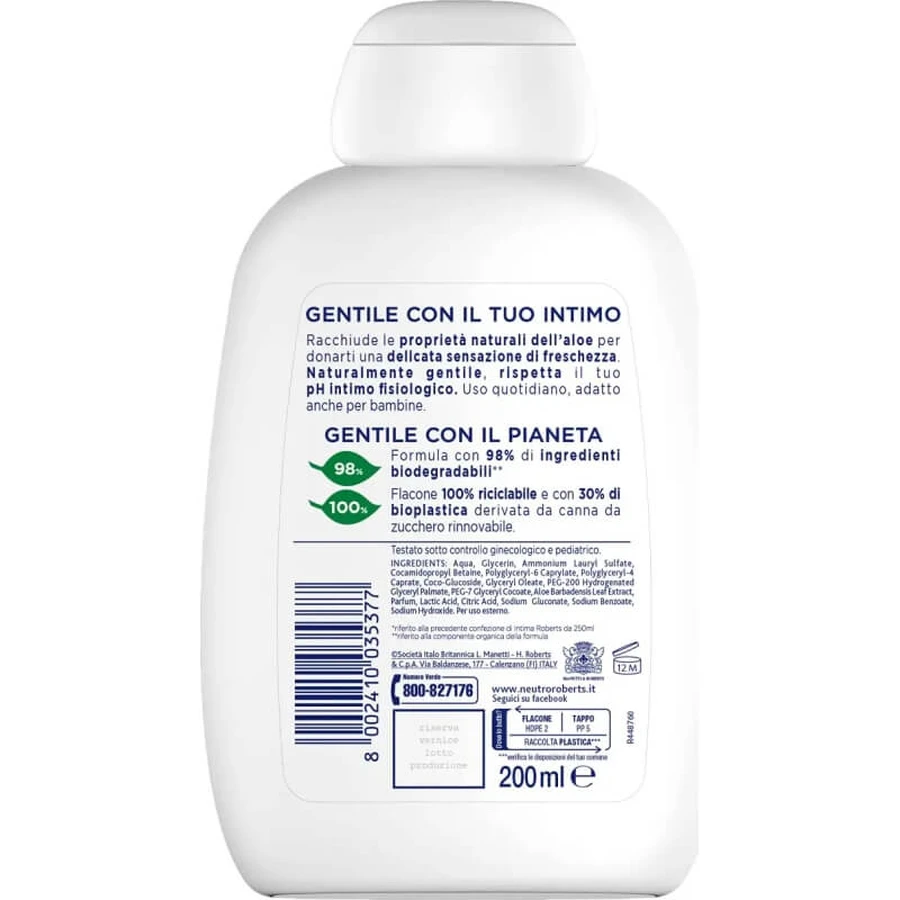 Neutro Roberts Fresco - Gel íntimo con extracto de aloe vera, 200 ml