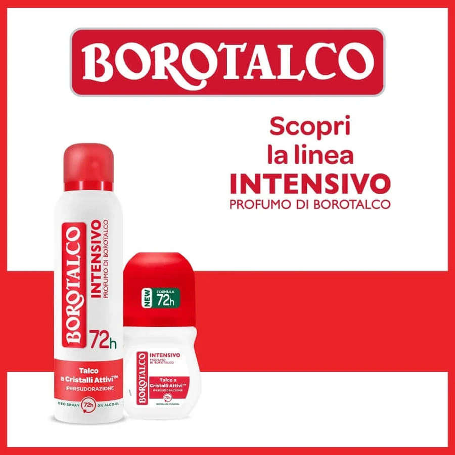Borotalco Parfum Talc Intensif - Déodorant en spray 72 heures, 150 ml